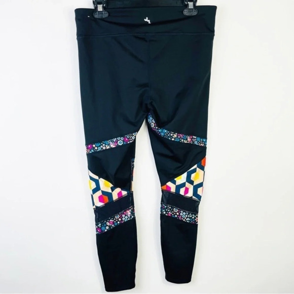 Joy Lab Black Floral Mesh Athletic Leggings Size L - Picture 4 of 5
